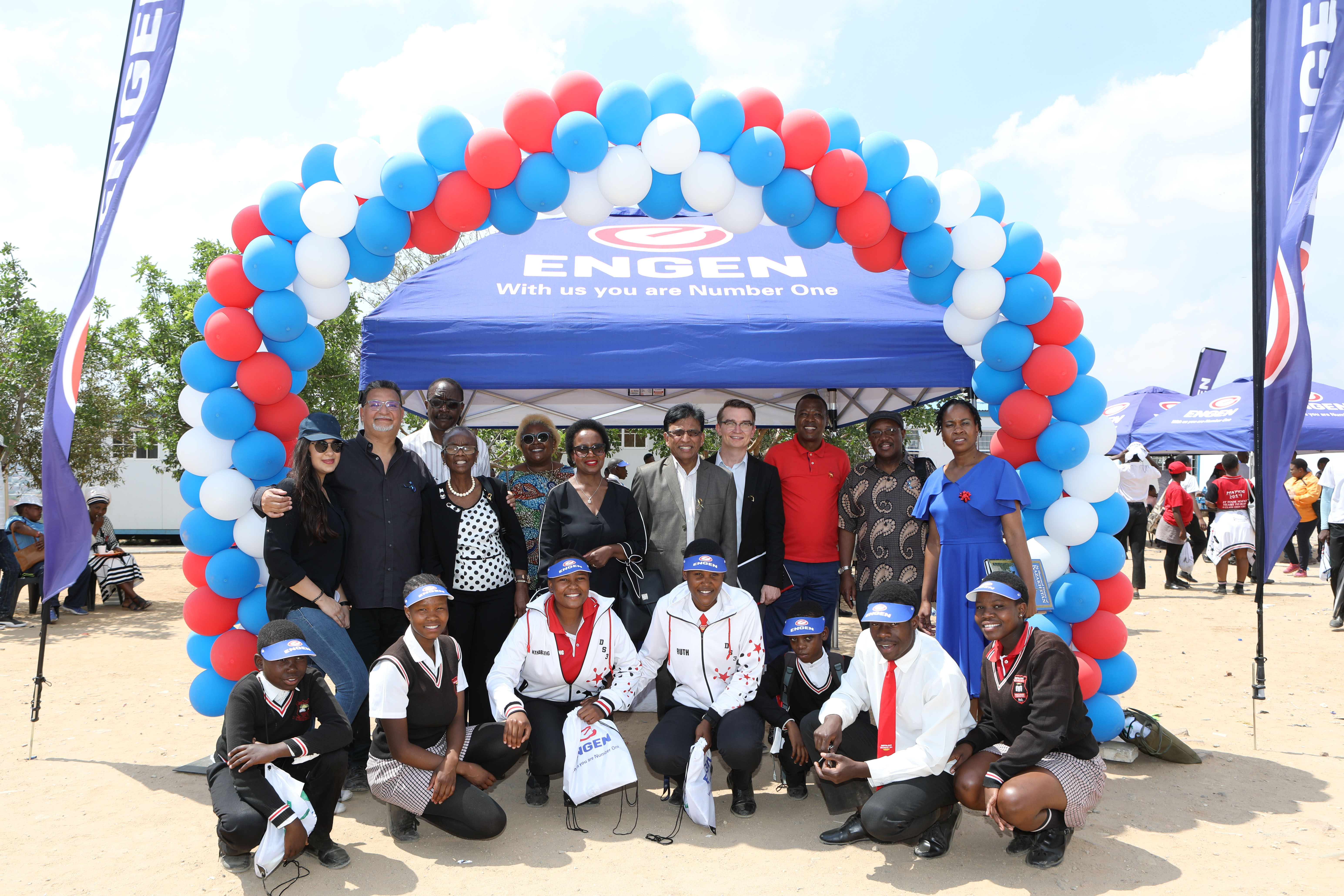 engen management and retailers with the teachers and learners from Diepsloot secondary school