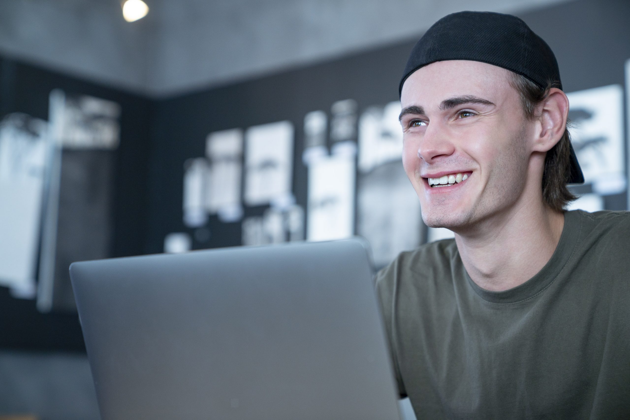 a student using a laptop