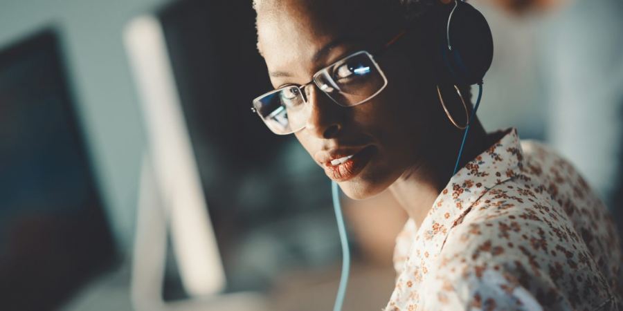 a women wearing headphones