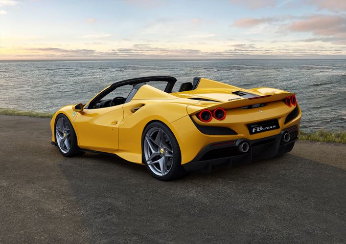 A yellow Ferrari F8
