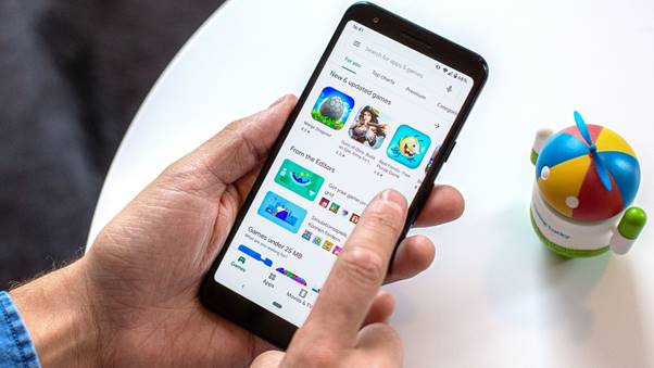 man holding android phone