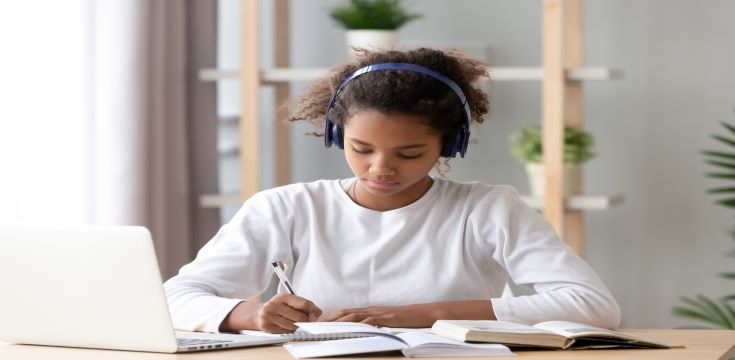 a student wearing headphones