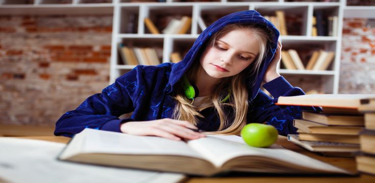 a student studying