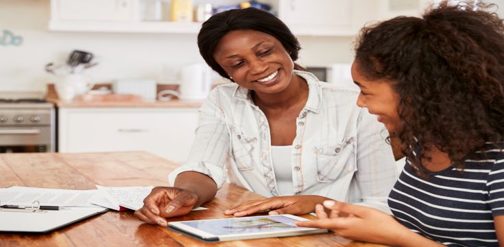a student and her parent