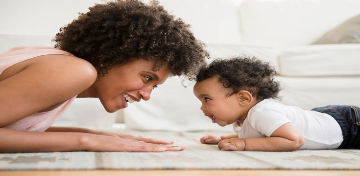 a mom and baby