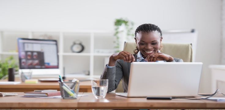 a woman working