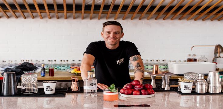 Derrick Hartman, aka Decks, mixologist at Hope Distillery