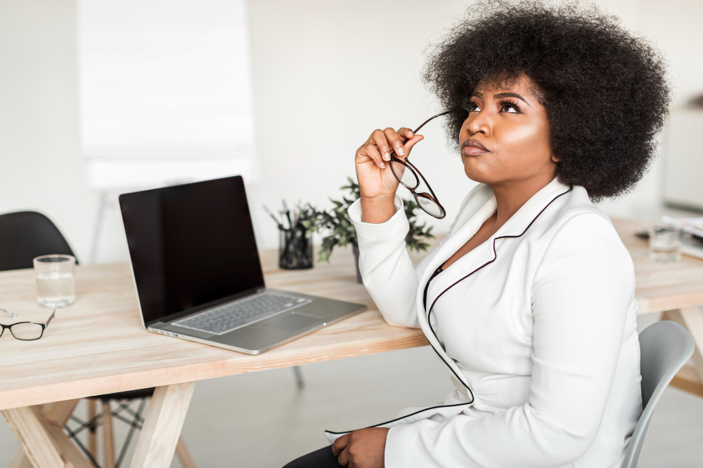 front-view-business-woman-desk