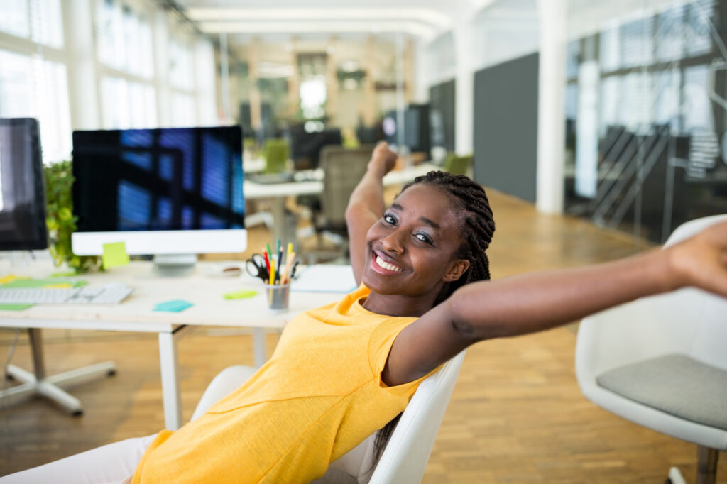 young-african-female-working-office